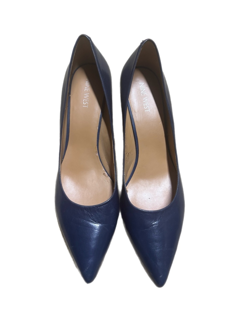 Nine West Navy Pointed-Toe Leather Pumps - Classic Navy